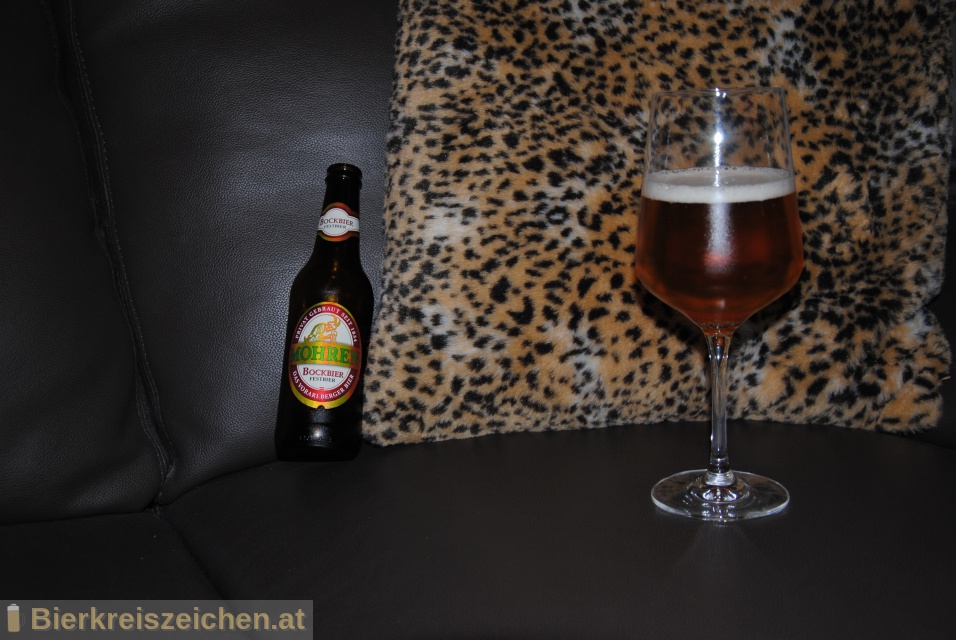 Foto eines Bieres der Marke Mohren Bockbier aus der Brauerei Mohrenbrauerei