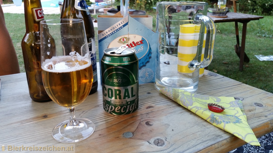 Foto eines Bieres der Marke Coral Especial aus der Brauerei Cerveja Coral