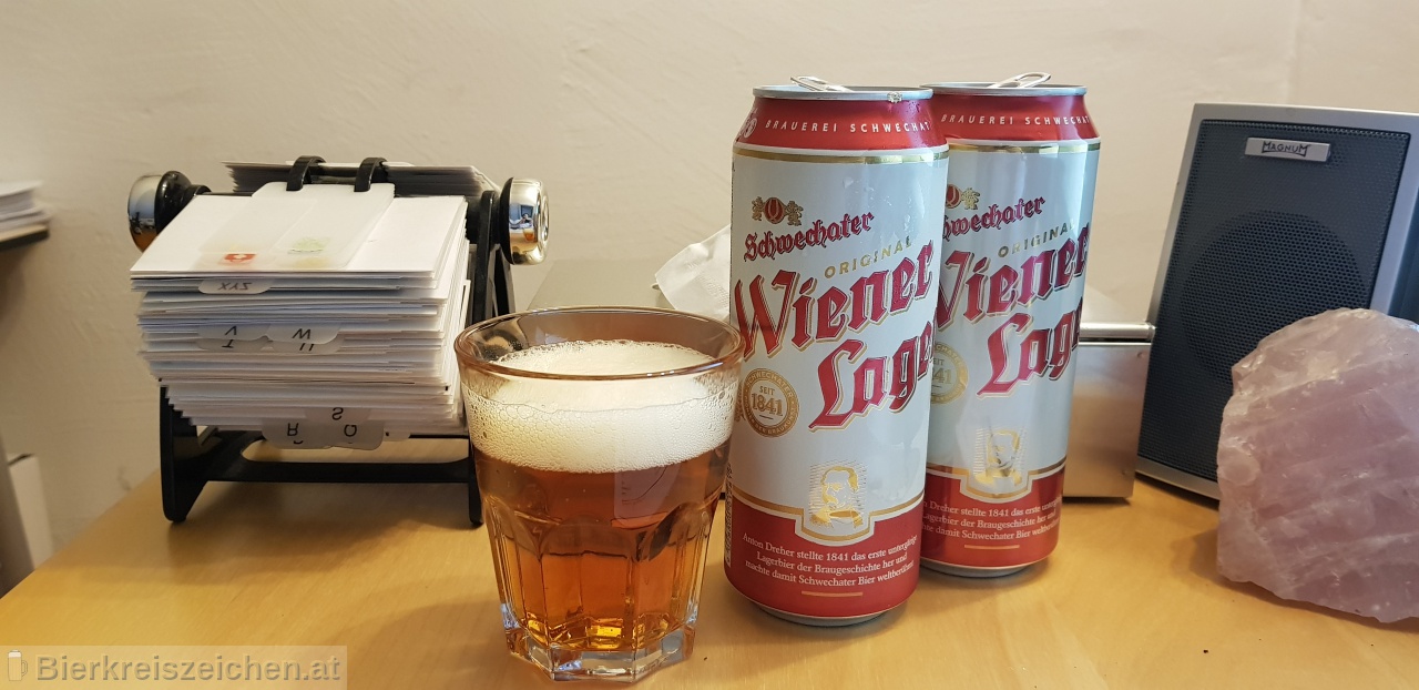 Foto eines Bieres der Marke Wiener Lager aus der Brauerei Schwechater Brauerei