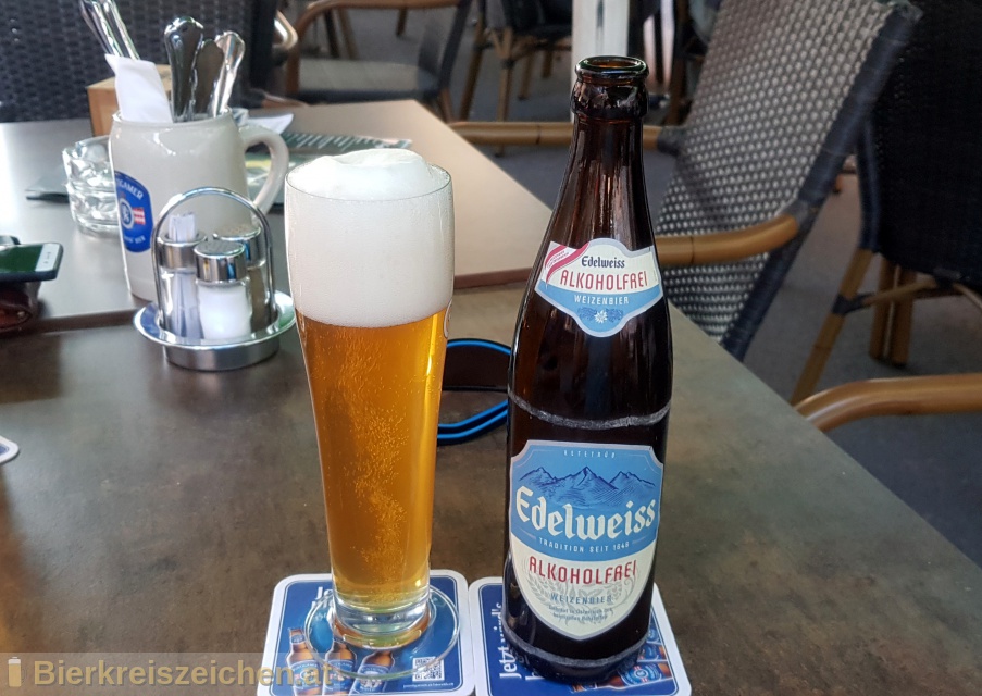 Foto eines Bieres der Marke Edelweiss Alkoholfrei aus der Brauerei Brau Union