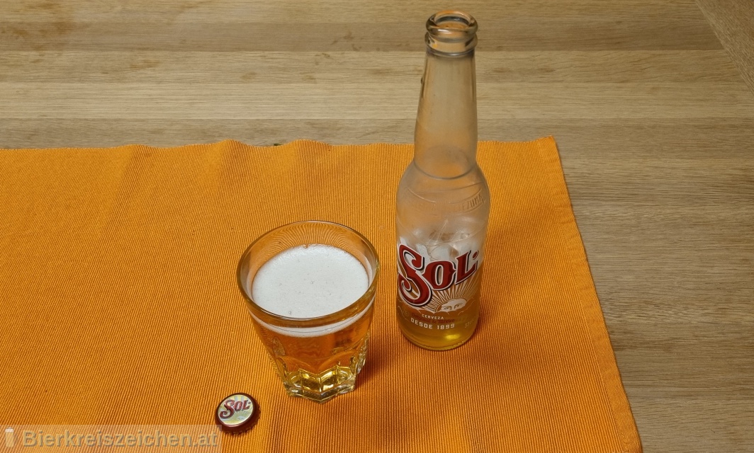 Foto eines Bieres der Marke Sol aus der Brauerei Cervecera Cuauhtmoc-Moctezuma