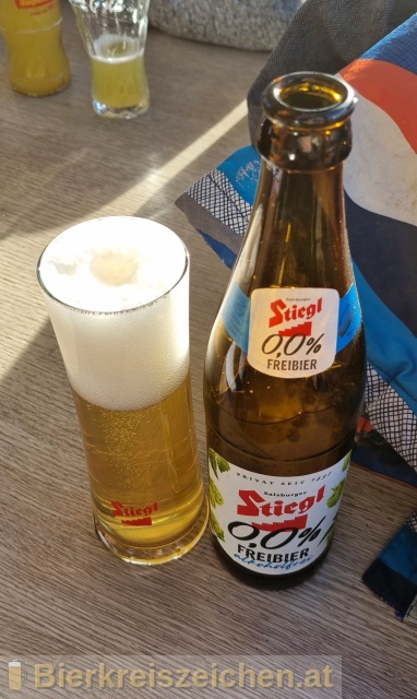 Foto eines Bieres der Marke Stiegl Freibier aus der Brauerei Stieglbrauerei