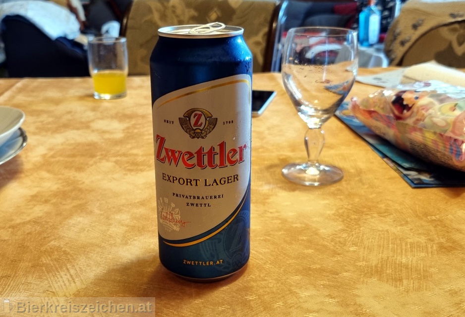 Foto eines Bieres der Marke Zwettler Export Lager aus der Brauerei Privatbrauerei Zwettl