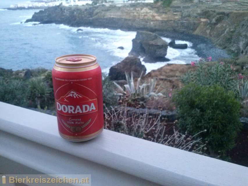 Foto eines Bieres der Marke Dorada aus der Brauerei Compañía Cervecera de Canarias