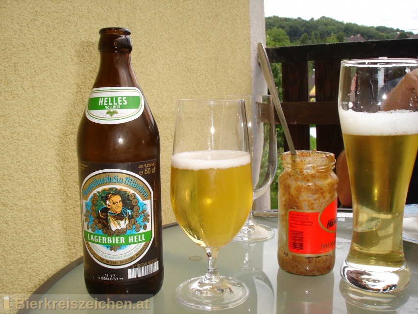Foto eines Bieres der Marke Lagerbier Hell aus der Brauerei Augustiner-Bräu München