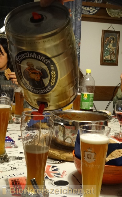 Foto eines Bieres der Marke Franziskaner Hefe-Weissbier Naturtrüb aus der Brauerei Spaten-Franziskaner-Bräu