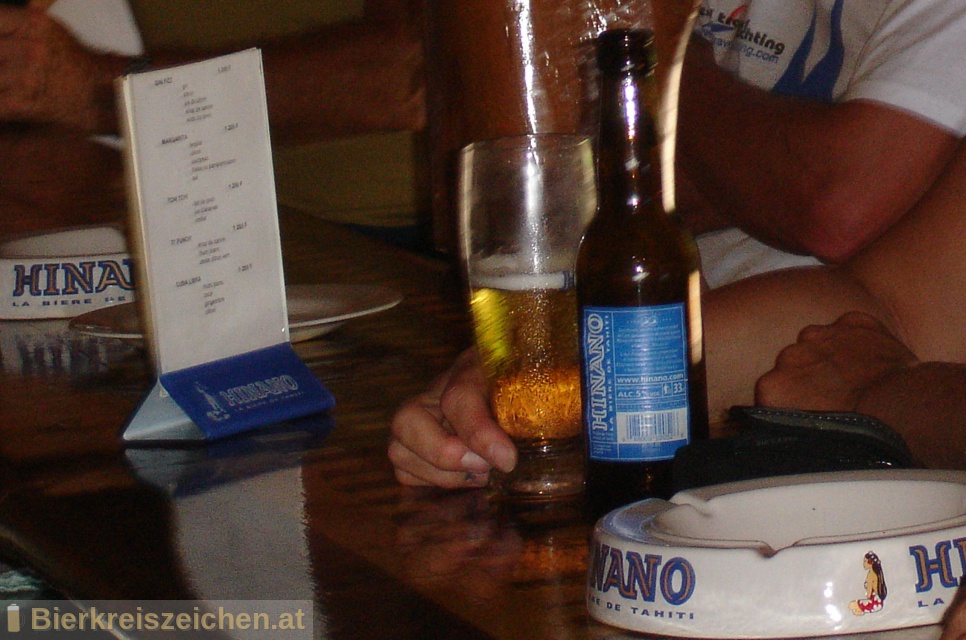 Foto eines Bieres der Marke Hinano Lager aus der Brauerei La Brasserie de Tahiti
