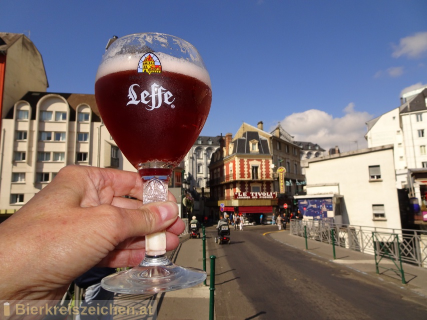 Foto eines Bieres der Marke Leffe Ruby aus der Brauerei Stella Artois-Brouwerij