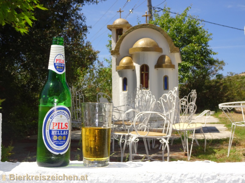 Foto eines Bieres der Marke Pils Hellas aus der Brauerei EZA Protypos Hellenic Brewery 