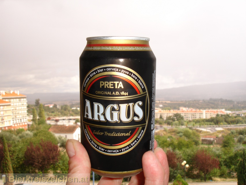 Foto eines Bieres der Marke Argus Preta aus der Brauerei Lidl & Cia Sintra Portugal