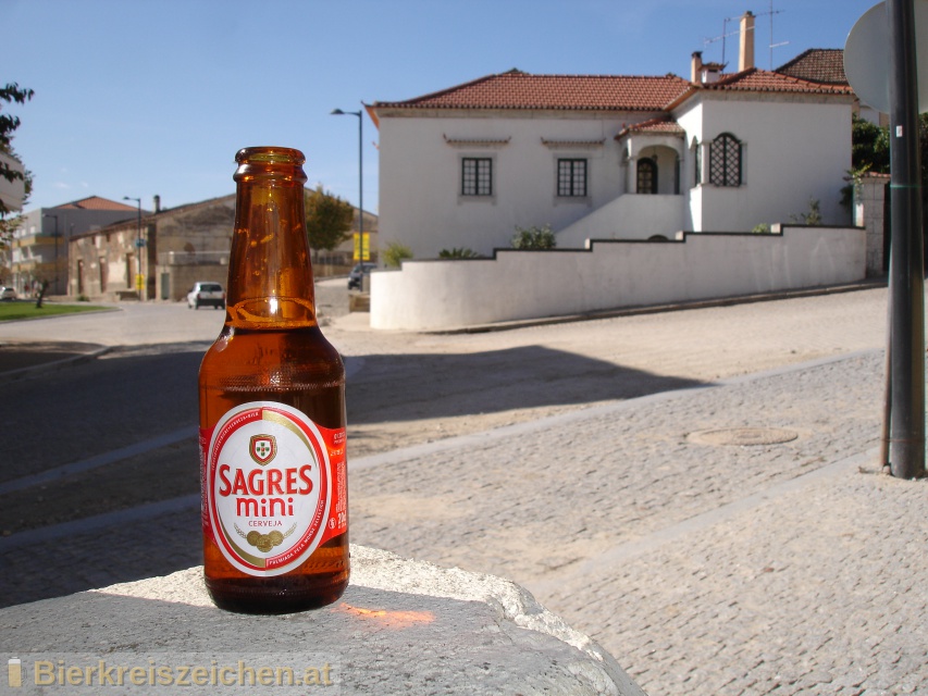 Foto eines Bieres der Marke Sagres Branca aus der Brauerei Sociedade Central de Cervejas e Bebidas