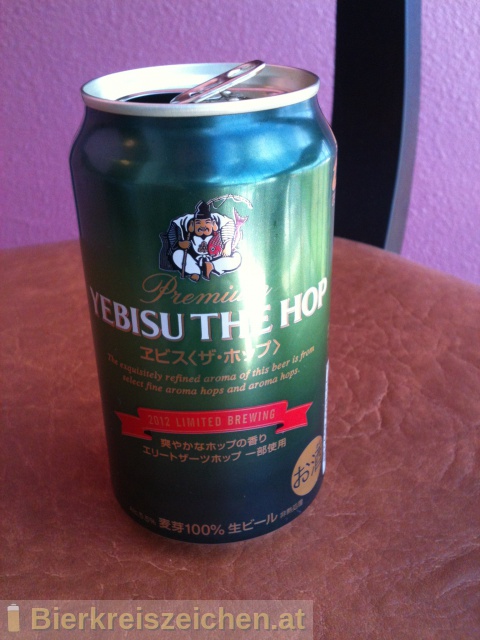 Foto eines Bieres der Marke Yebisu the Hop aus der Brauerei Sapporo Bīru Kabushiki-gaisha