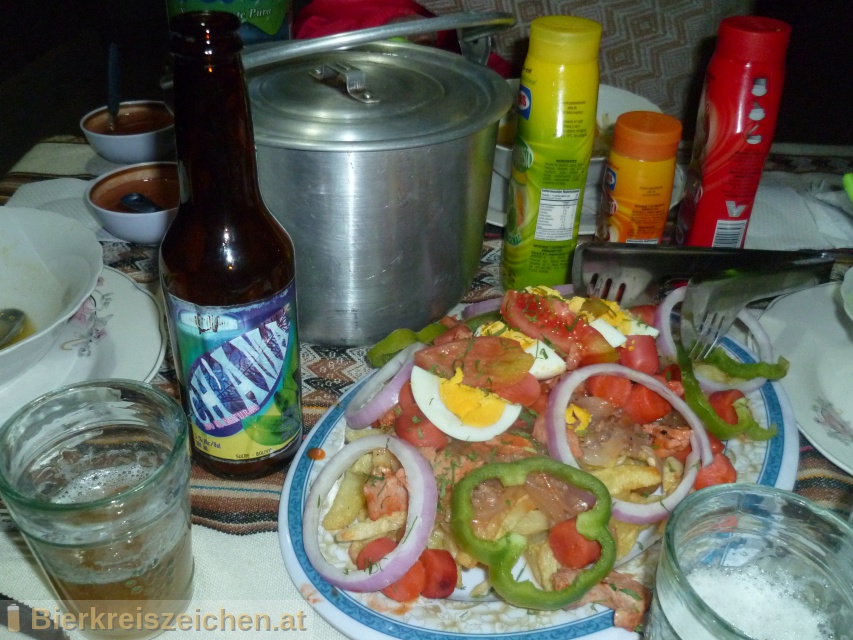 Foto eines Bieres der Marke Ch'ama aus der Brauerei Cervecera Vicos, Sucre, Bolivien