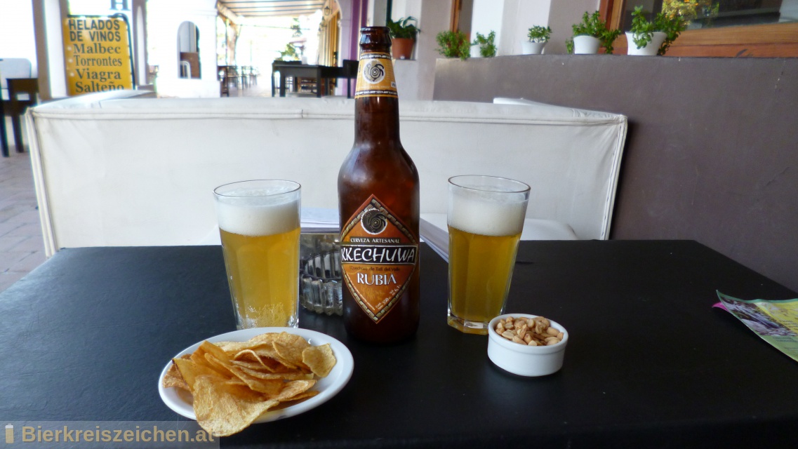 Foto eines Bieres der Marke KKechuwa Rubia aus der Brauerei Cerveceria Artesanal Kkechuwa