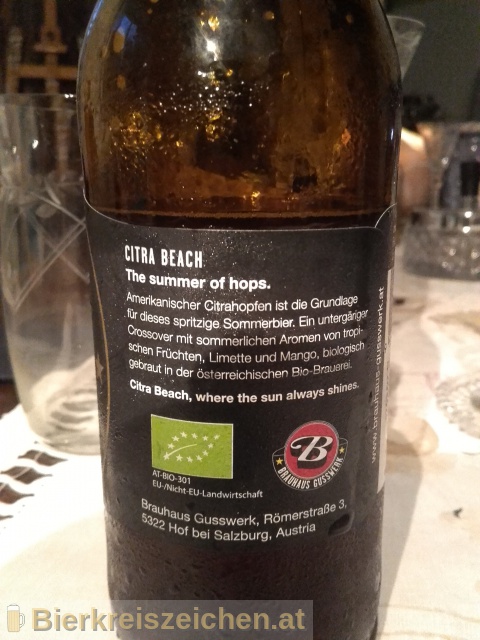 Foto eines Bieres der Marke Citra Beach - Sommerbier aus der Brauerei Brauerei Gusswerk