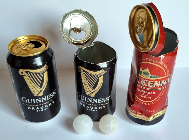 Kilkenny und Guinness-Bierdosen mit Stickstoffkugel 