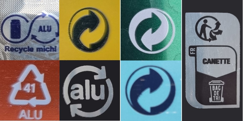 Kennzeichnungen und Logos als Recycling Informationen